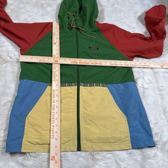 L.L.Bean Womens Colorblock Aztec Southwestern Hooded Anorak Windbreaker Sz M - Picture 8 of 9